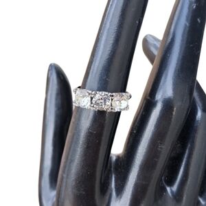 Vintage Clark & Coombs 3-Stone Ring Sterling Top 10K Gold Filled Sz 5.5